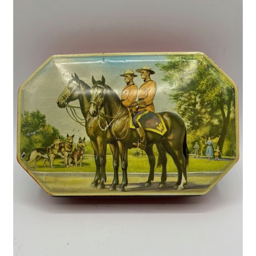Vintage RCMP Royal Canadian Mounties "Musical Ride"Tin Box  Made‎ in England